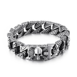 Chique Titanium Kruisarmband Voor Heren Titanium Schedelarmband