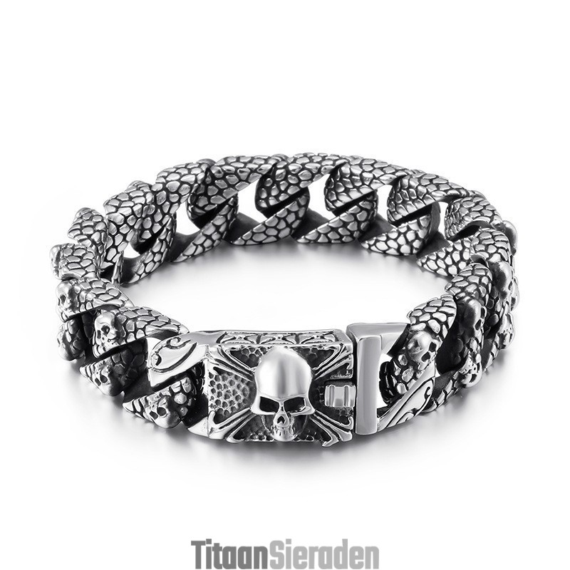 Chique Titanium Kruisarmband Voor Heren Titanium Schedelarmband Chique Titanium Kruisarmband Voor Heren Titanium Schedelarmband