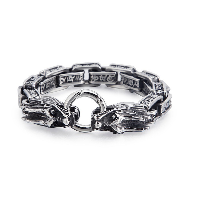 Mode Coole Titanium Drakenkop Sieraden Voor Mannen Vintage Tide Men Casting Titanium Drakenarmbanden Mode Coole Titanium Drakenkop Sieraden Voor Mannen Vintage Tide Men Casting Titanium Drakenarmbanden