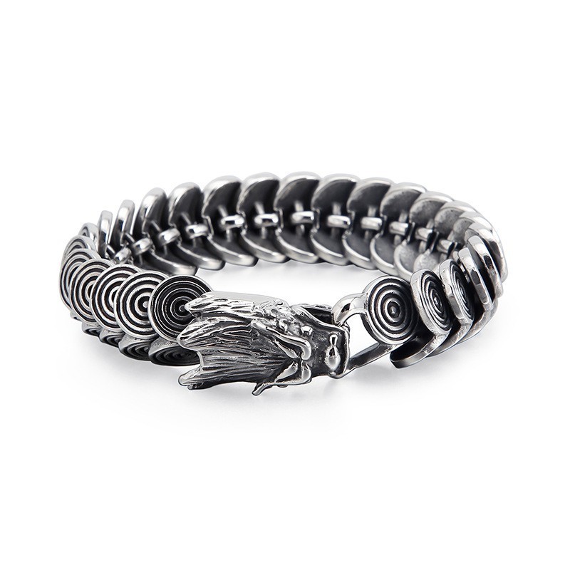 Mode Coole Titanium Drakenkop Sieraden Voor Mannen Vintage Tide Men Casting Titanium Drakenarmband Mode Coole Titanium Drakenkop Sieraden Voor Mannen Vintage Tide Men Casting Titanium Drakenarmband