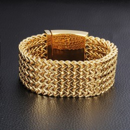 Mode Vierkante Visschubben Titanium Herenarmband