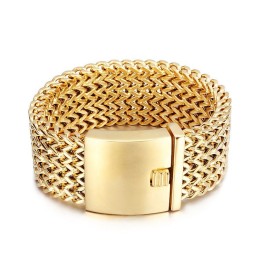 Mode Vierkante Visschubben Titanium Herenarmband