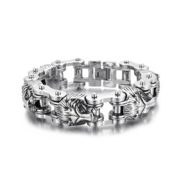 Nieuwe Animal Series Sieraden Overdreven Coole Leeuwenkop Titanium Heren Biker Armband