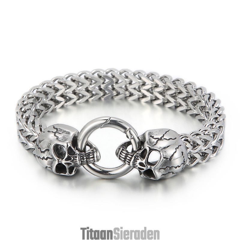 Coole Schedel Titanium Armband Voor Heren