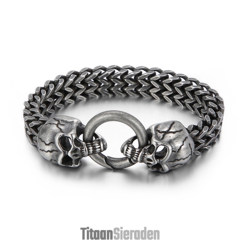 Coole Schedel Titanium Herenarmband Coole Schedel Titanium Herenarmband