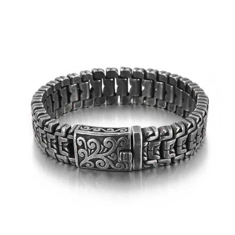 Populaire Coole Hiphop-Bloemenarmband Van Titanium Voor Heren Populaire Coole Hiphop-Bloemenarmband Van Titanium Voor Heren