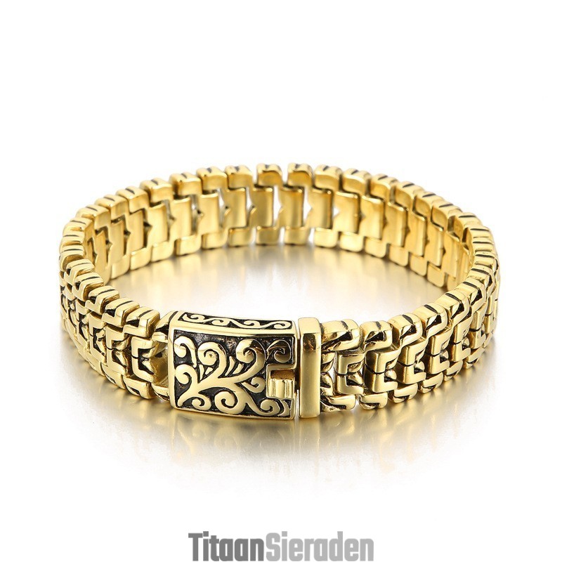 Populaire Coole Hiphop-Bloem Titanium Herenarmband Populaire Coole Hiphop-Bloem Titanium Herenarmband