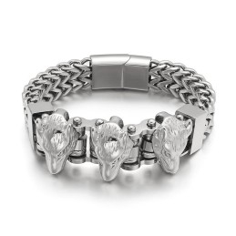 Wolf Head Heren Titanium Armband