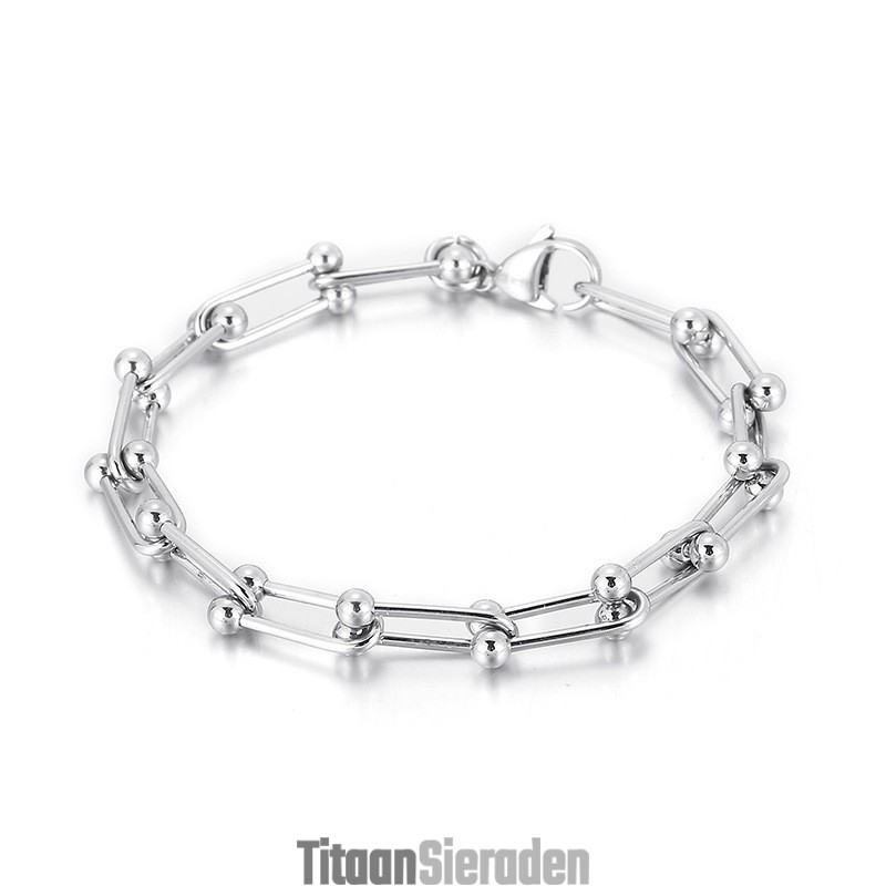 Titanium Hoefijzergesp Armband Voor Heren En Dames Met U-Vormige Gesp