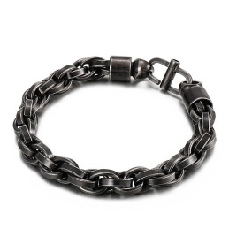 Heren Ovale Gedraaide Ketting Met Zonnestralensluiting Titanium Armband