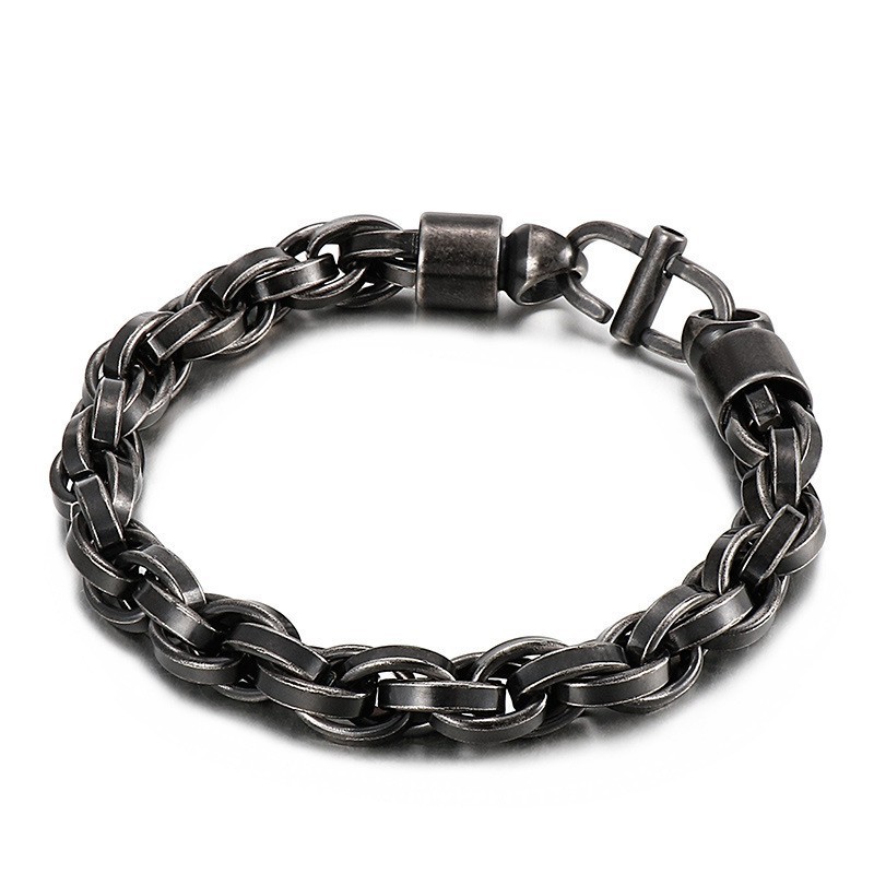 Heren Ovale Gedraaide Ketting Met Zonnestralensluiting Titanium Armband Heren Ovale Gedraaide Ketting Met Zonnestralensluiting Titanium Armband