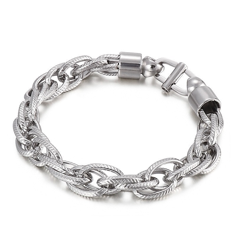 Heren Ovale Gedraaide Ketting Met Zonnestralensluiting Titanium Armband