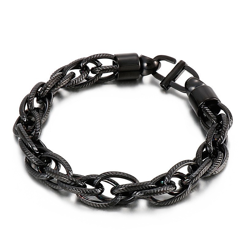 Heren Ovale Gedraaide Ketting Met Zonnestralensluiting Titanium Armband Heren Ovale Gedraaide Ketting Met Zonnestralensluiting Titanium Armband