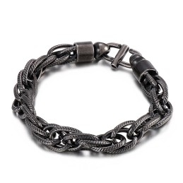 Heren Ovale Gedraaide Ketting Met Zonnestralensluiting Titanium Armband