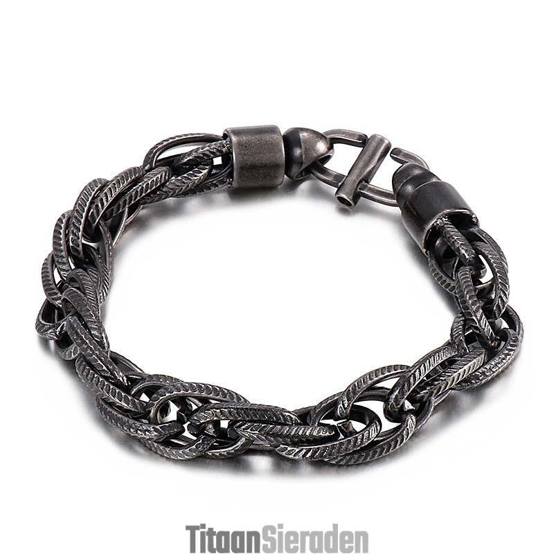Heren Ovale Gedraaide Ketting Met Zonnestralensluiting Titanium Armband Heren Ovale Gedraaide Ketting Met Zonnestralensluiting Titanium Armband