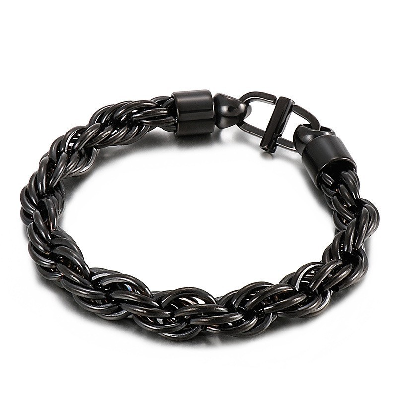 Heren Ovale Gedraaide Ketting Met Daggesp Titanium Armband Heren Ovale Gedraaide Ketting Met Daggesp Titanium Armband