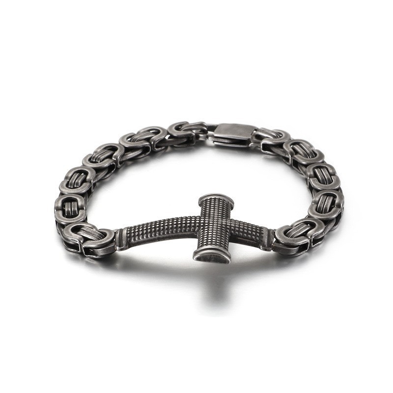 Populaire Mode Street Cross Back Chain Titanium Armband Voor Mannen