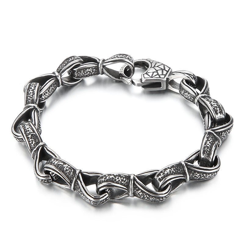 Populaire Retro Nieuwe Aanbieding Zwarte Hand Trekkend Patroon Titanium Heren Armband