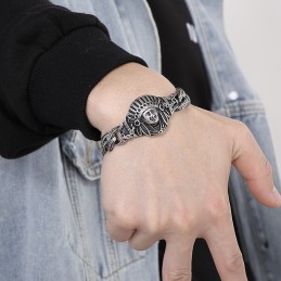 Nieuwe Casting Jewelry Retro Cool Chief Patroon Titanium Herenarmband