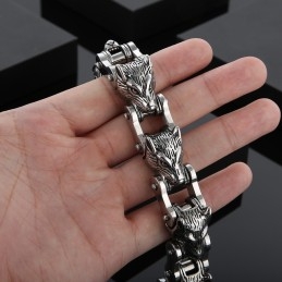 Animal Series Tide Hand Sieraden Fashion Rock Hip-Hop Street Wolf Head Biker Titanium Heren Armband