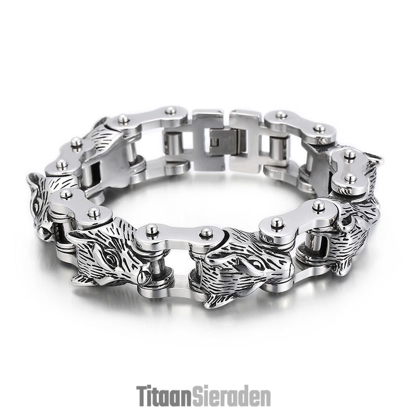 Animal Series Tide Hand Sieraden Fashion Rock Hip-Hop Street Wolf Head Biker Titanium Heren Armband Animal Series Tide Hand Sieraden Fashion Rock Hip-Hop Street Wolf Head Biker Titanium Heren Armband