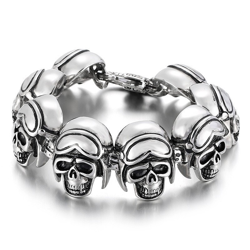 Vintage Cool Rock Skull Titanium Armband Voor Heren Vintage Cool Rock Skull Titanium Armband Voor Heren