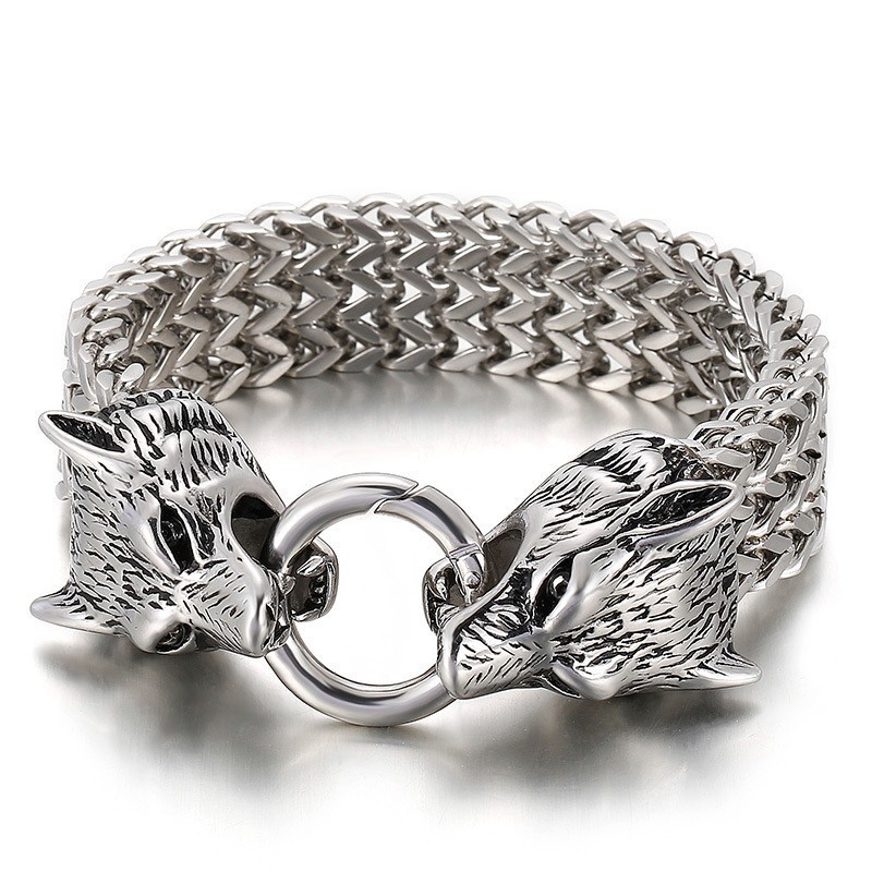 Chique Trendy Titanium Wolvenkop Armband Chique Trendy Titanium Wolvenkop Armband