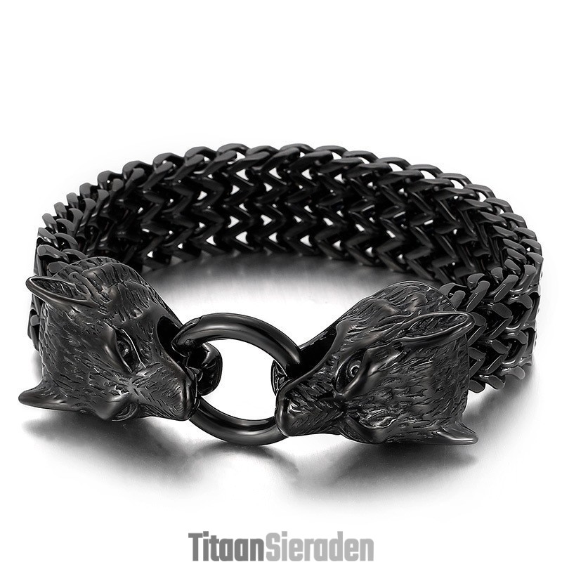 Chique Trendy Titanium Wolvenkop Armband