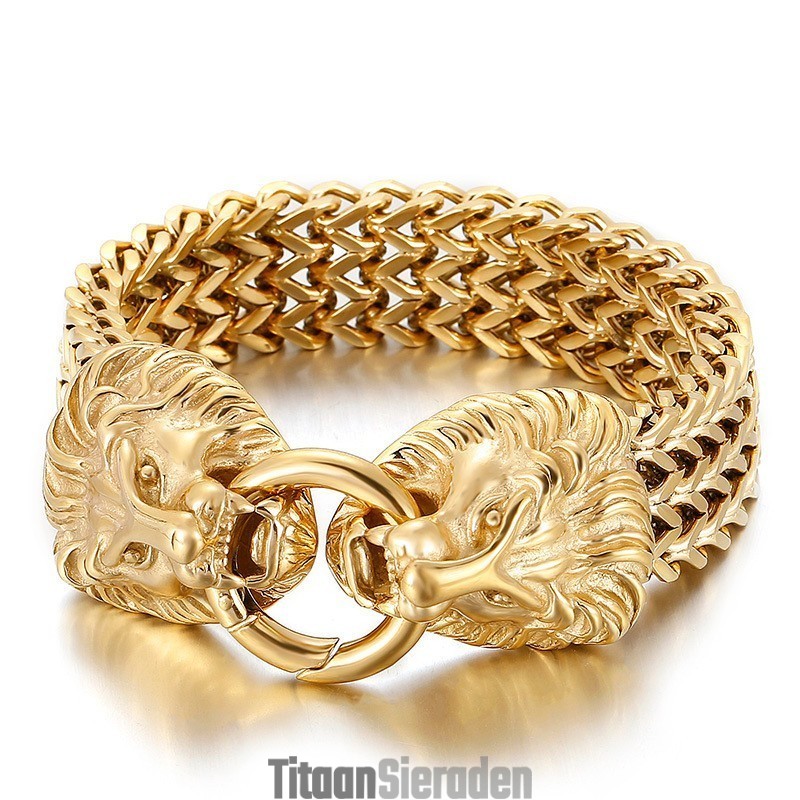 Chique Trendy Titanium Leeuwenkop Armband Chique Trendy Titanium Leeuwenkop Armband