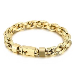 Mode Vacuüm Plating Drukknop Dubbele Ring O-Ketting Herenarmband