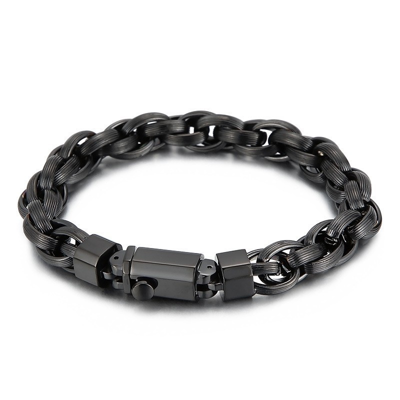 Herenmode Vacuüm Plating Drukknoop Dubbele Ring O Armband Herenmode Vacuüm Plating Drukknoop Dubbele Ring O Armband