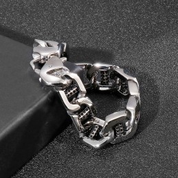 Chique Wind Hollow Dice Dot Hole Column Titanium Herenarmband