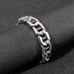 Chique Wind Hollow Dice Dot Hole Column Titanium Herenarmband