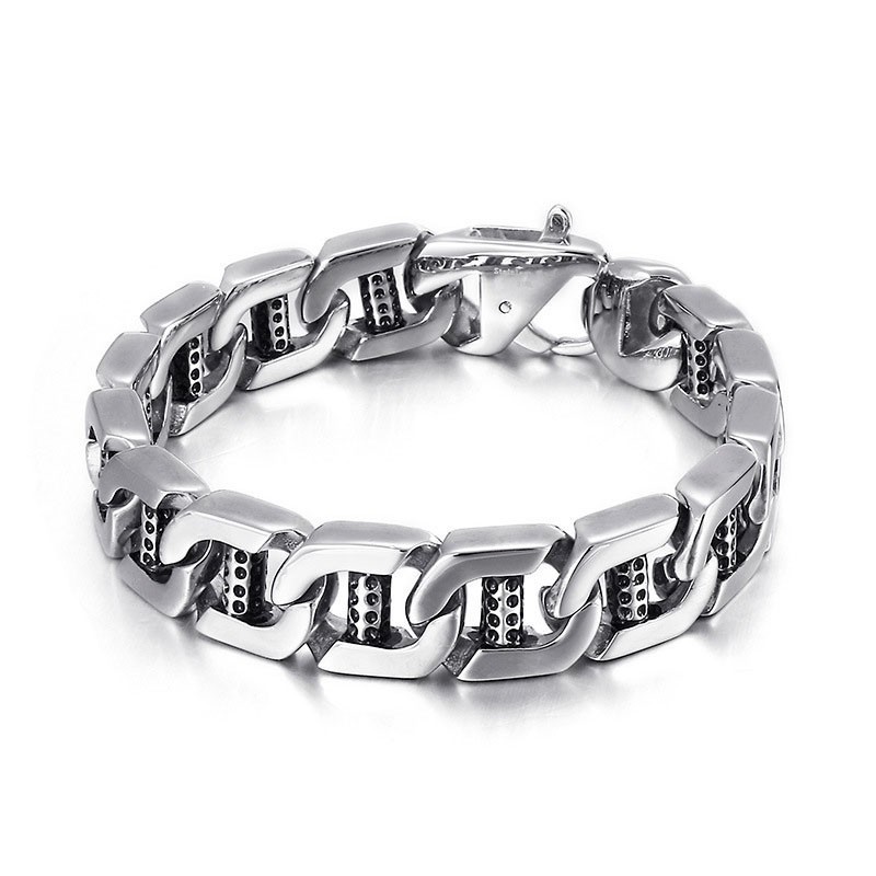 Chique Wind Hollow Dice Dot Hole Column Titanium Herenarmband Chique Wind Hollow Dice Dot Hole Column Titanium Herenarmband