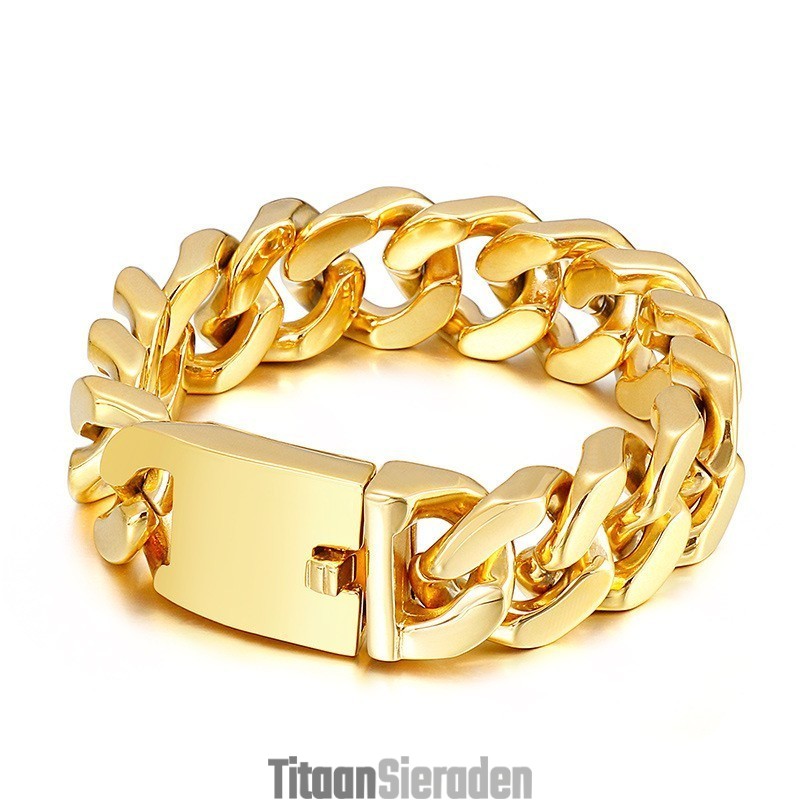 Vergulde Herenmode Sieraden In Hiphopstijl Met Dikke Titanium Armband Met Inzetstuksluiting Vergulde Herenmode Sieraden In Hiphopstijl Met Dikke Titanium Armband Met Inzetstuksluiting