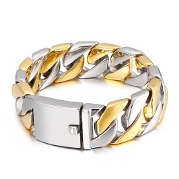 Vergulde Herenmode Sieraden In Hiphopstijl Met Dikke Titanium Armband Met Inzetstuksluiting