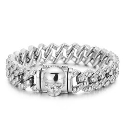 Vintage Gegalvaniseerde Schedel Titanium Armband Voor Heren
