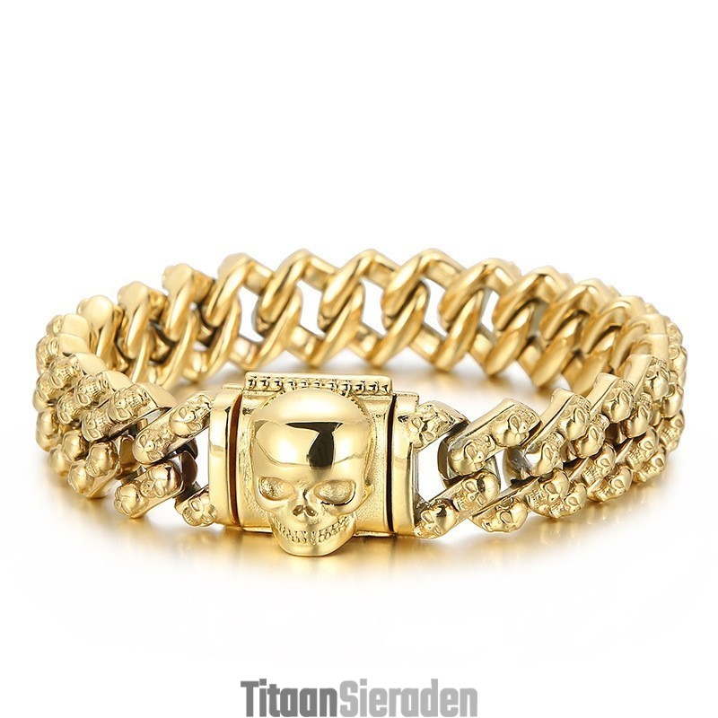 Vintage Gegalvaniseerde, Veelkleurige Schedel-Titanium Armband Voor Heren Vintage Gegalvaniseerde, Veelkleurige Schedel-Titanium Armband Voor Heren
