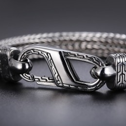 Vintage Titanium Armband Met Drakenbotpatroon Voor Heren