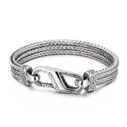 Vintage Titanium Armband Met Drakenbotpatroon Voor Heren