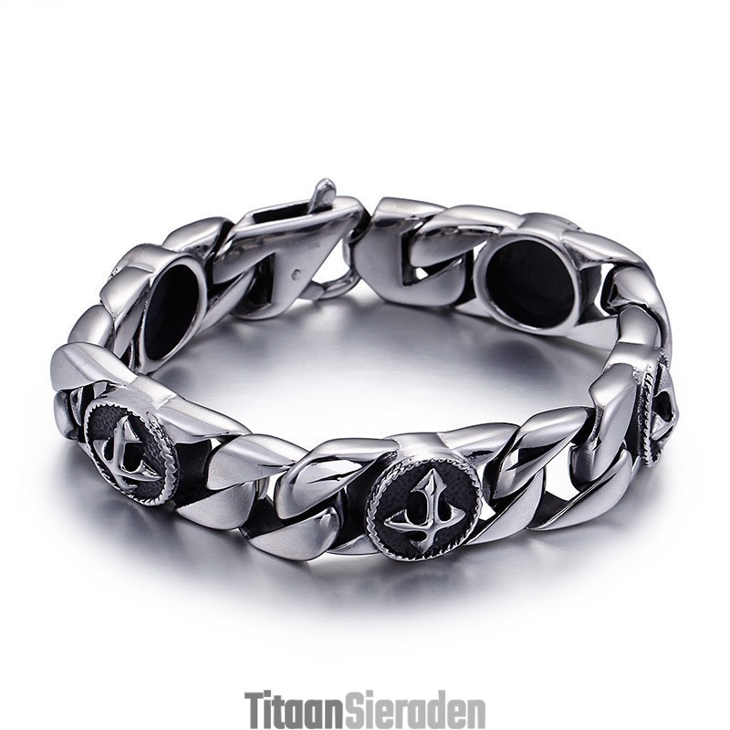 Vintage Chique Stijl Ronde Titanium Armband Met Kruis Voor Heren