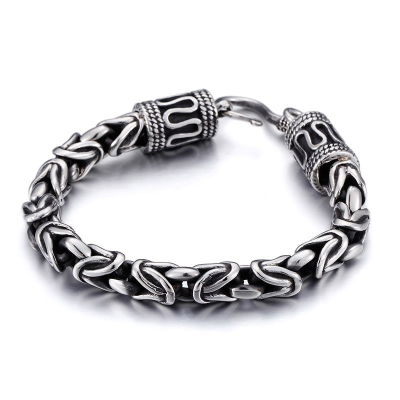 Vintage Mode Chique Ring Sluiting Kiel Vrede Patroon Titanium Heren Armband Voor Cadeaus