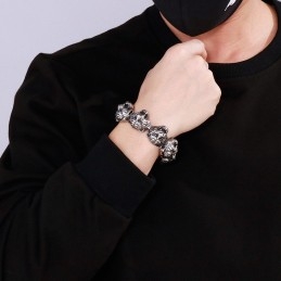 Coole Mode Tijgerkop Kruis Bloem Sluiting Titanium Armband Voor Mannen