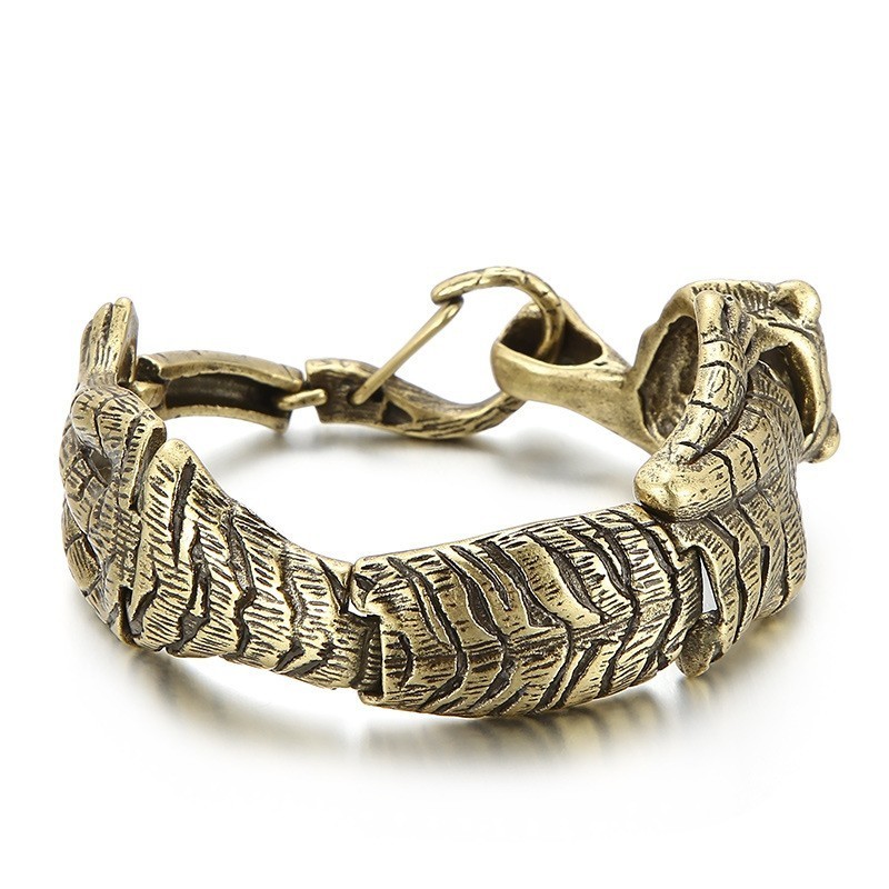 Vintage Coole Antieke Gouden Tijger Titanium Armband Voor Heren Vintage Coole Antieke Gouden Tijger Titanium Armband Voor Heren