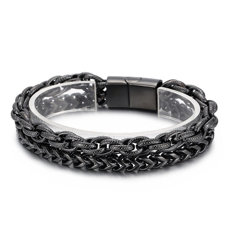 Mode Vacuümplating Dubbellaags Titanium Armband Voor Heren Mode Vacuümplating Dubbellaags Titanium Armband Voor Heren