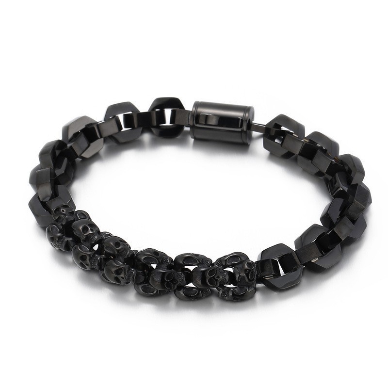 Gesplitste Schedel Polygoon Vergulde Titanium Armband Voor Heren Gesplitste Schedel Polygoon Vergulde Titanium Armband Voor Heren