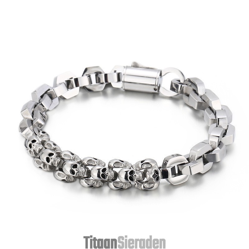 Gesplitste Schedel Polygonale Titanium Armband Voor Heren Gesplitste Schedel Polygonale Titanium Armband Voor Heren
