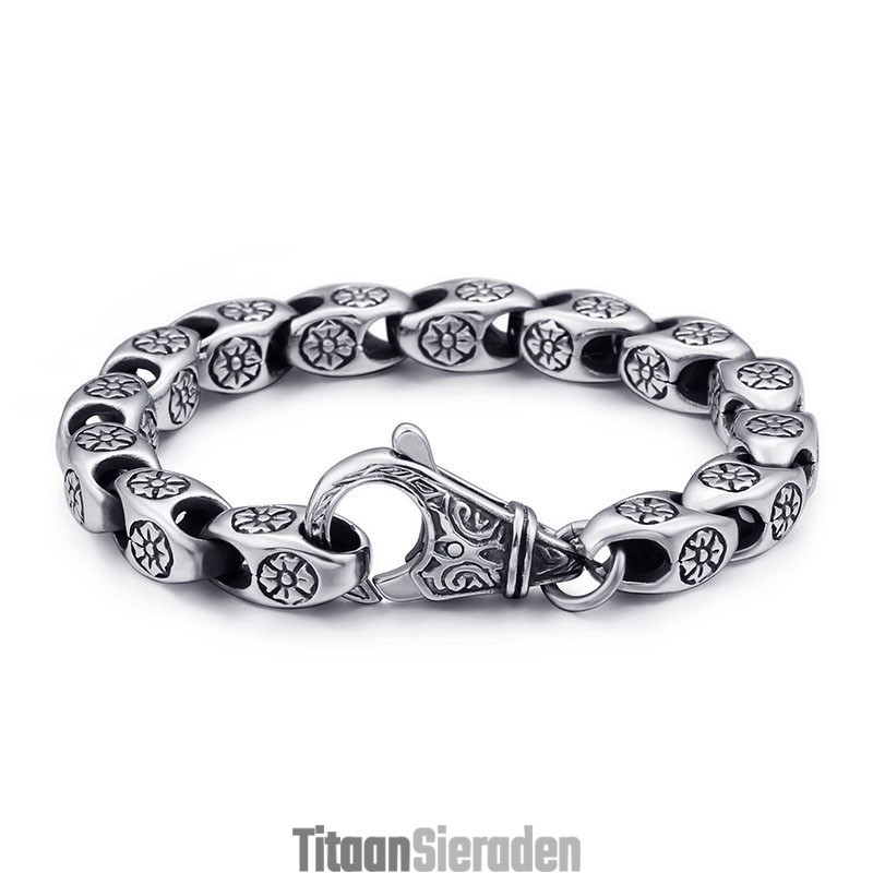 Titanium Retro Sieraden Coole Bloem Holle Chique Titanium Armband Voor Heren Titanium Retro Sieraden Coole Bloem Holle Chique Titanium Armband Voor Heren