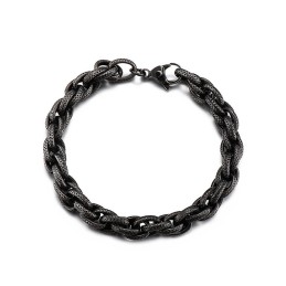 Retro Zwarte Stippenpatroon Hiphop Dikke Gedraaide Titanium Armband Voor Heren