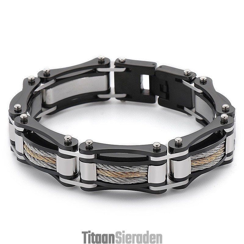 Rock Hip-Hop Twist Chain Titanium Biker Armband Voor Heren Rock Hip-Hop Twist Chain Titanium Biker Armband Voor Heren